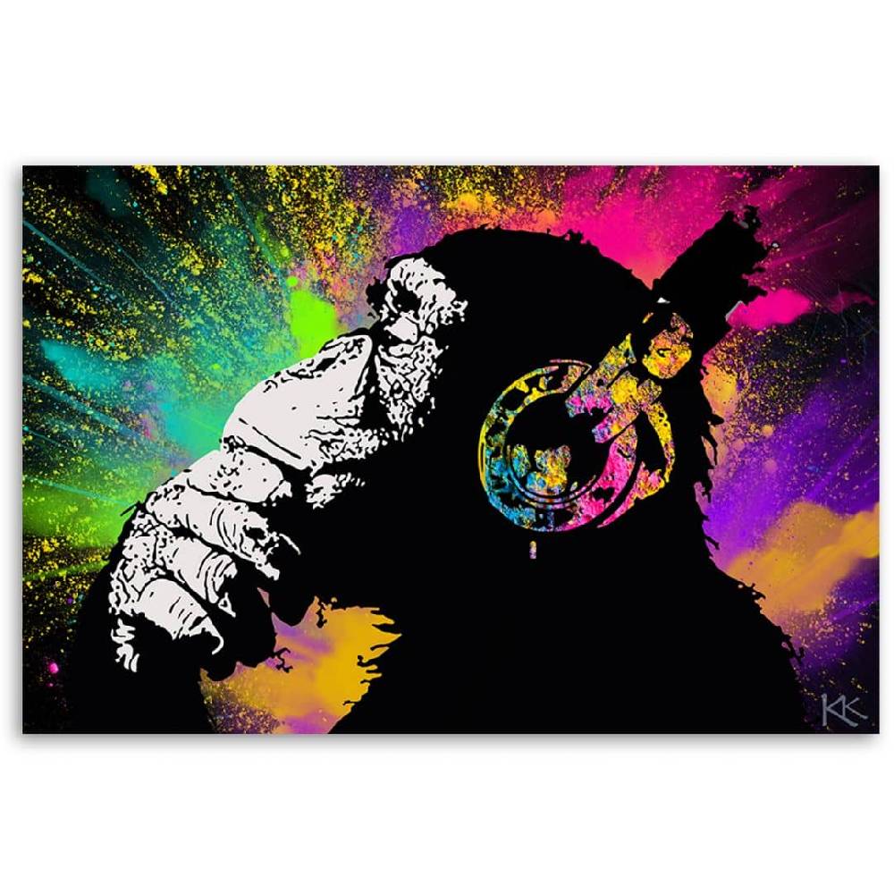 Kaeppel Leinwandbild, Banksy Bunter Affe Limitierter Zeitrabatt