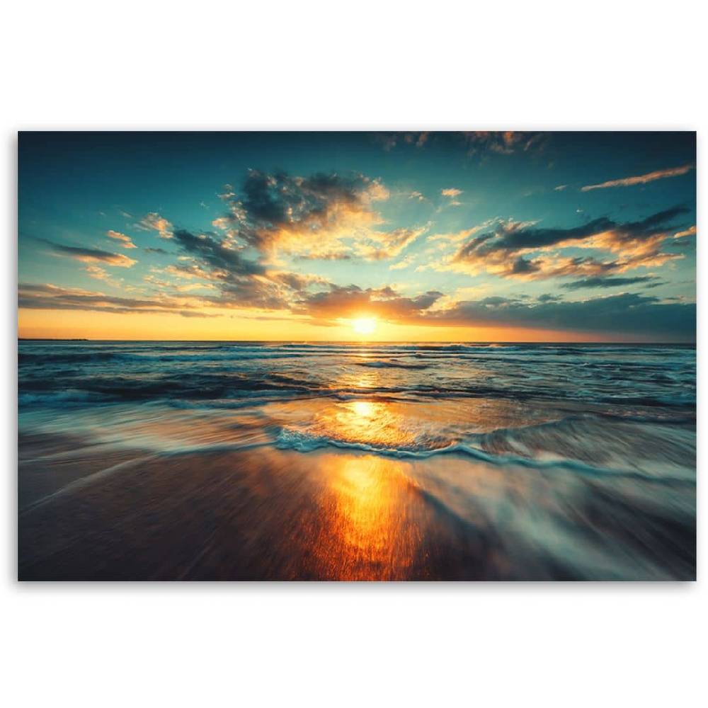 Kaeppel Leinwandbild, Sonnenuntergang Strand Meer Versandkostenfrei