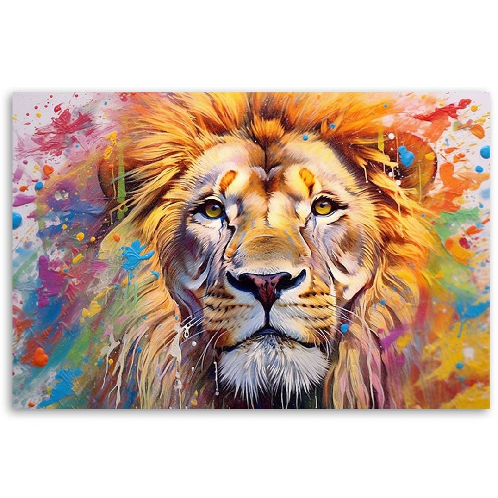 Kaeppel Leinwandbild, Löwe Abstraktion Aquarell AI Großer Ausverkauf