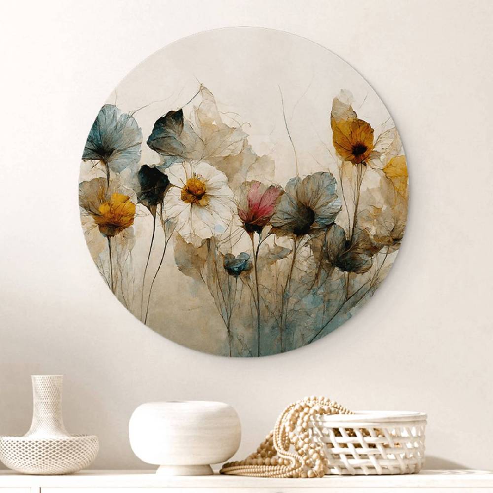 Kaeppel Wandbild Bouquet aus Trockenblumen - Alu-Dibond Rund - Treechild Black Friday
