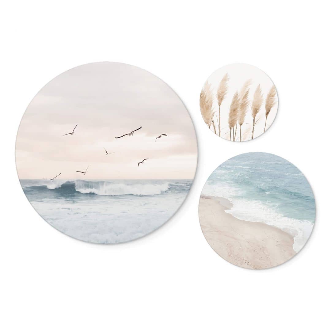 Kaeppel Wandbild Sisi & Seb - Ostsee: Wellen und Meer (3-teilig) - Alu-Dibond Rund Neuheiten