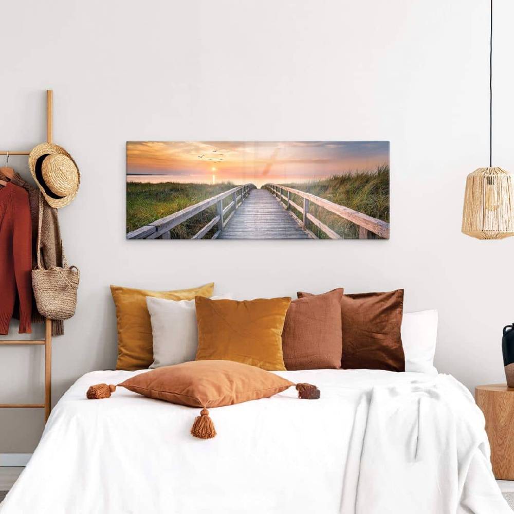 Kaeppel Glasbild Dünen im Sonnenuntergang - Panorama Wochenangebot