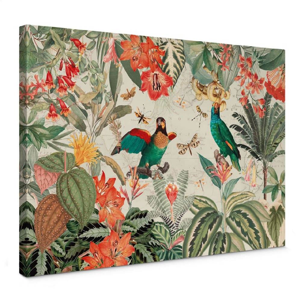 Kaeppel Leinwandbild Exotischer Dschungel mit Papageien - UN Designs