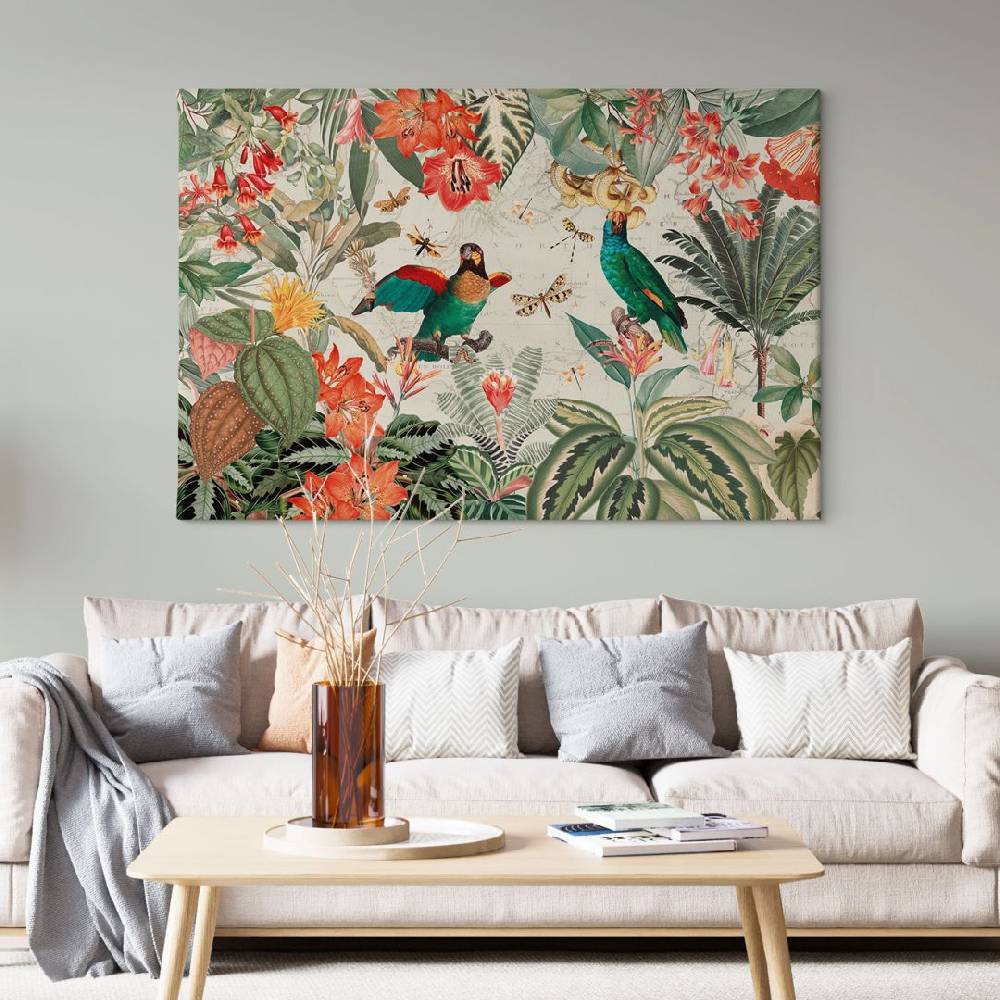 Kaeppel Leinwandbild Exotischer Dschungel mit Papageien - UN Designs Kostenloser Versand international