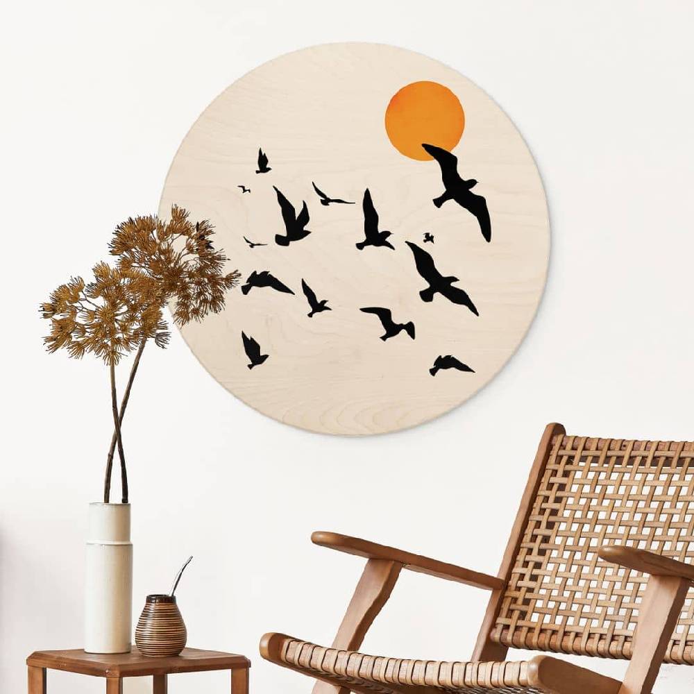 Kaeppel Holzbild Zugvögel auf dem Weg in den Süden - Kubistika - Rund Black Friday Preise