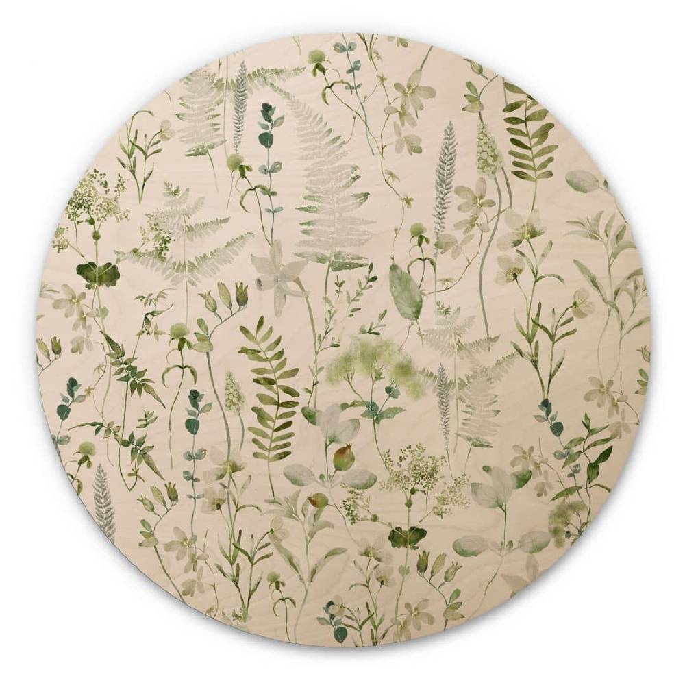 Kaeppel Holzbild Kräuter und Wildblumen - UN Designs - Rund