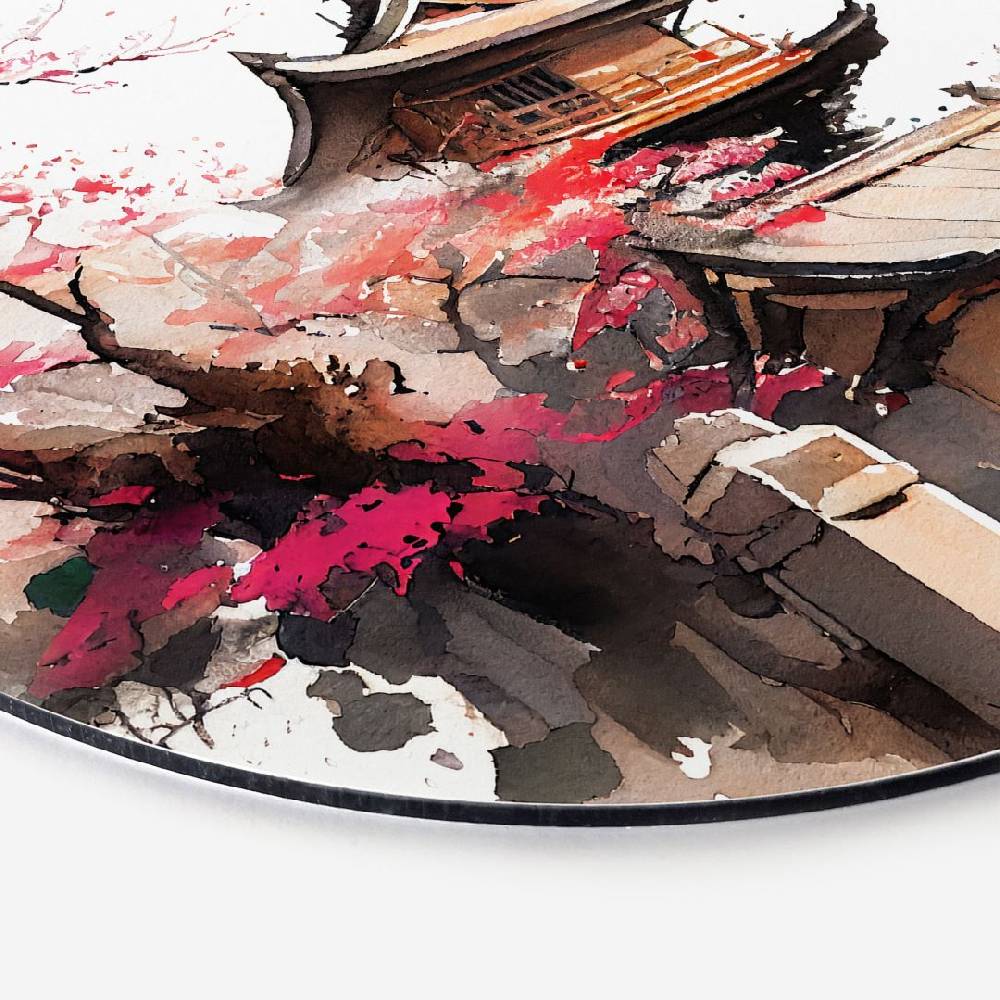 Kaeppel Wandbild Japanische Pagode mit Kirschblüten - Jaszke - Alu-Dibond - Rund Hotsell