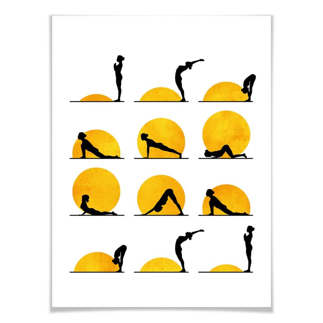 Kaeppel Poster Kubistika - Yoga Der Sonnengruß im Angebot