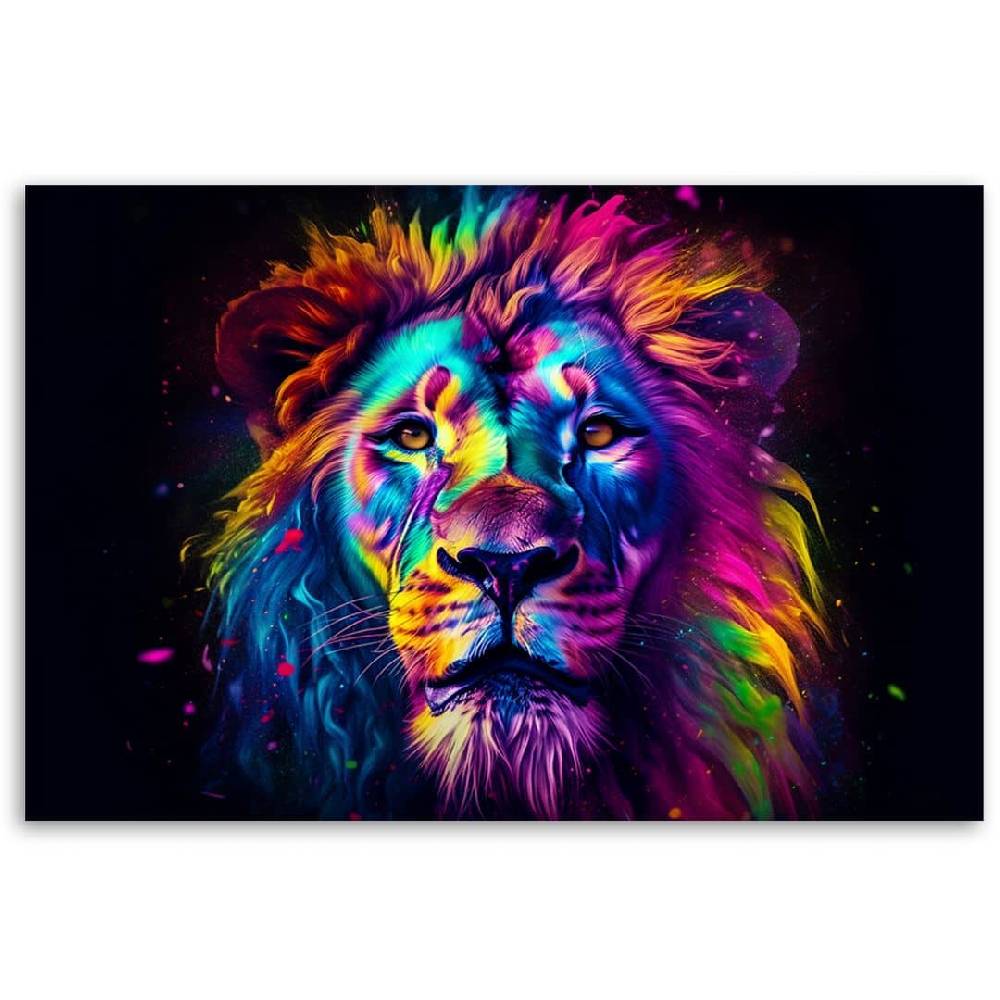 Kaeppel Leinwandbild, Farbe Neon Portrait Löwe Ai Schlussverkauf