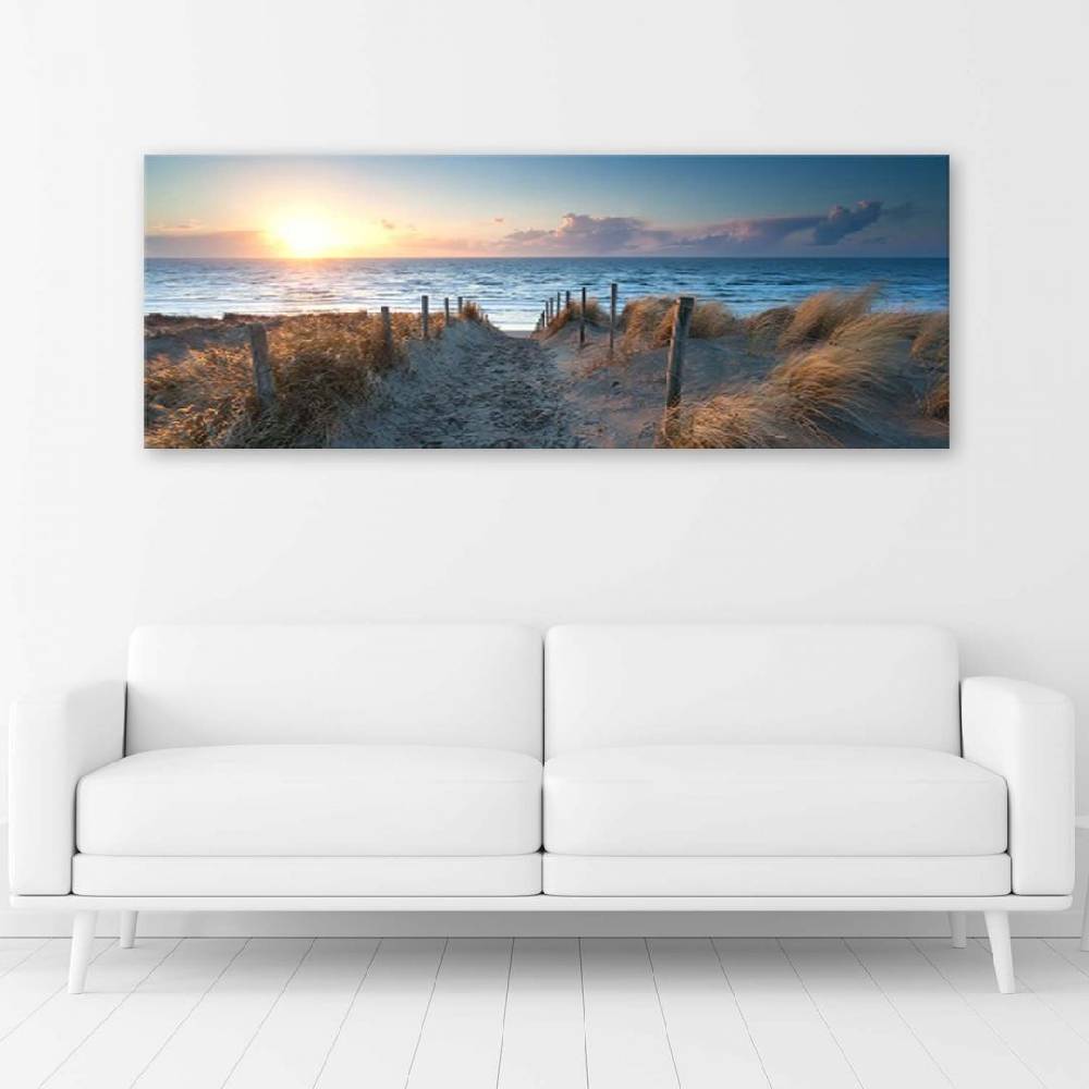 Kaeppel Leinwandbild, Sonnenuntergang am Strand Blitzverkäufe