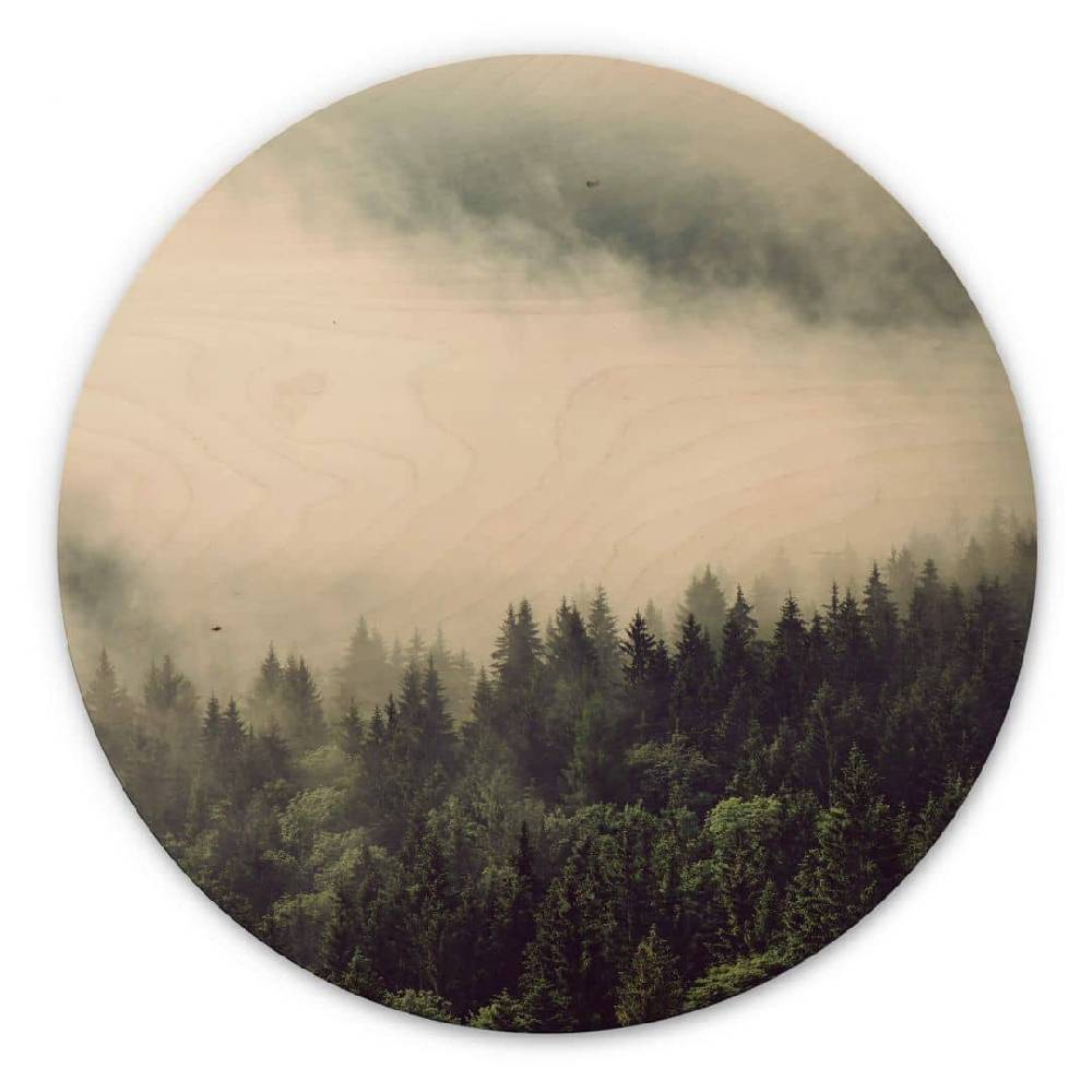 Kaeppel Holzbild Nebel im Wald 02 - Rund