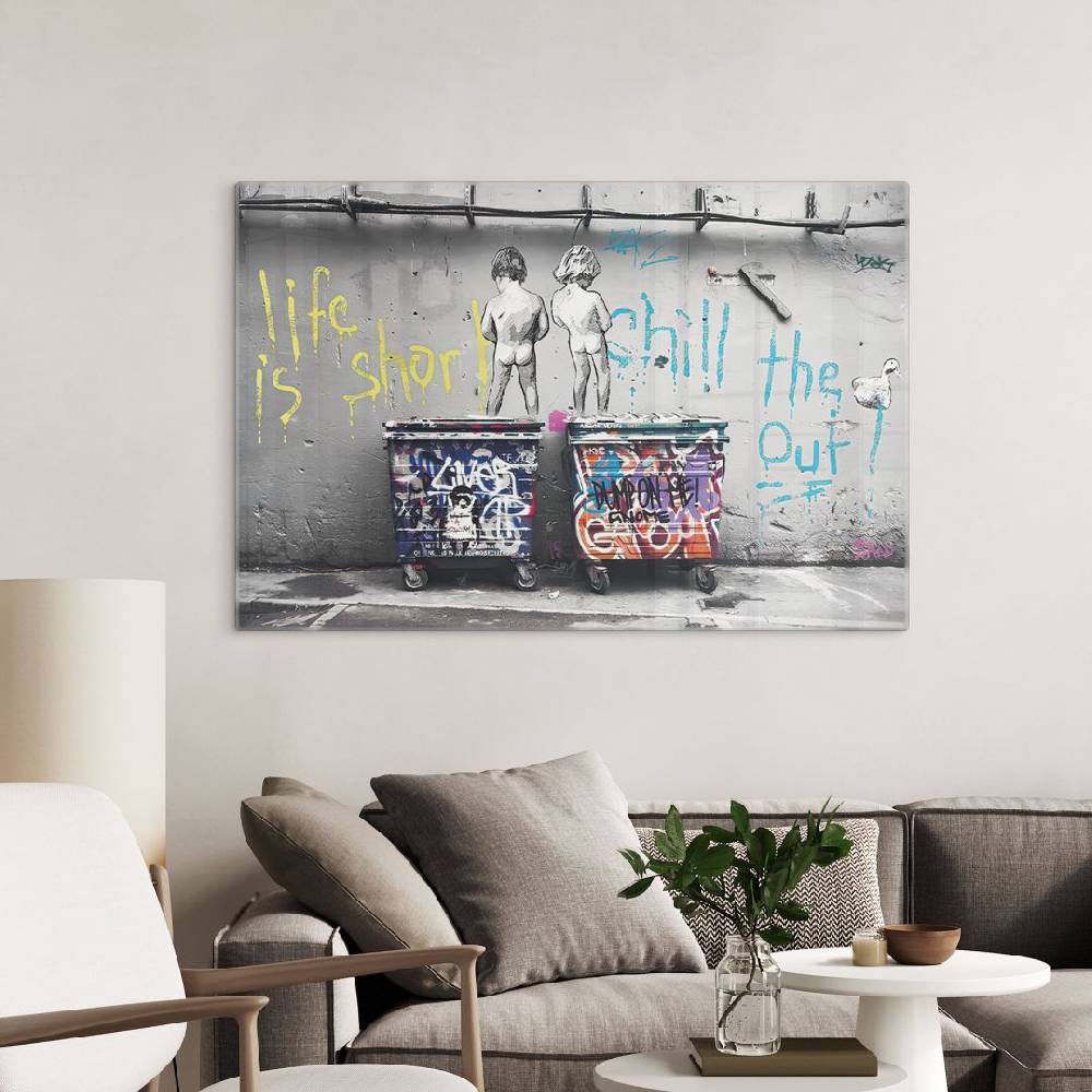 Kaeppel Glasbild Banksy - Life is short Rabatt