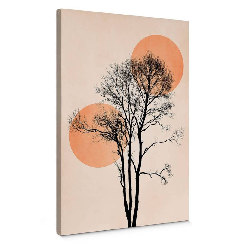 Kaeppel Leinwandbild Sonne und Mond in Orange - Kubistika