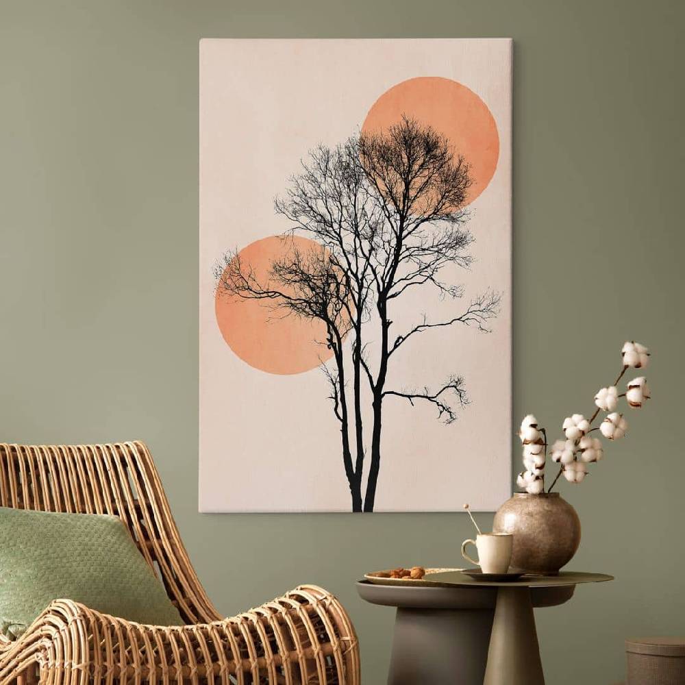 Kaeppel Leinwandbild Sonne und Mond in Orange - Kubistika Black Friday