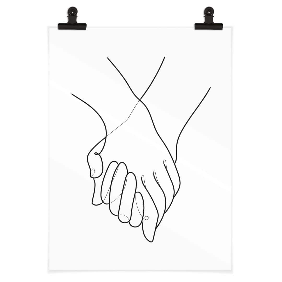 Kaeppel Poster 1X Studio - Line Art Hand in Hand Tiefpreis