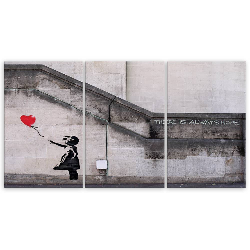 Kaeppel Leinwandbild 3-teilig, Banksy Ballon-Mädchen Begrenzte Freigabe