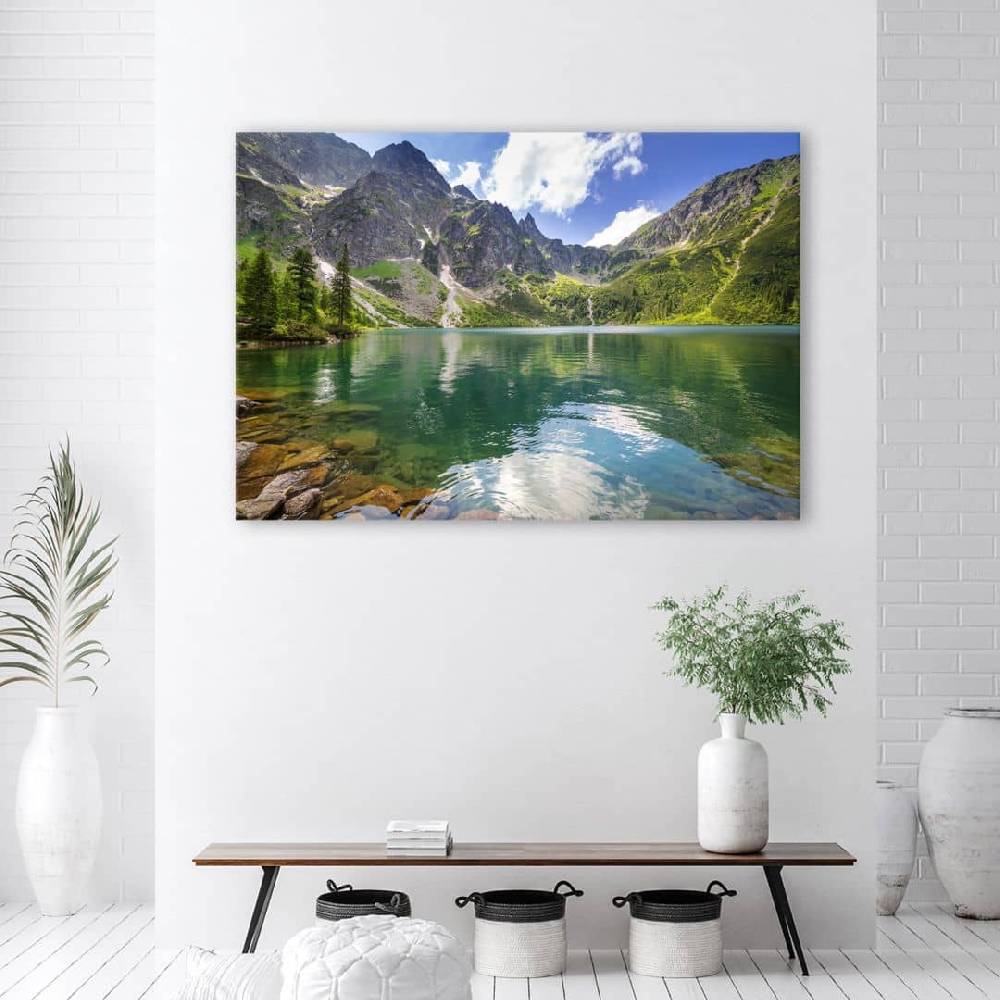 Kaeppel Leinwandbild, Mountain Lake Trees Natura Auslauf