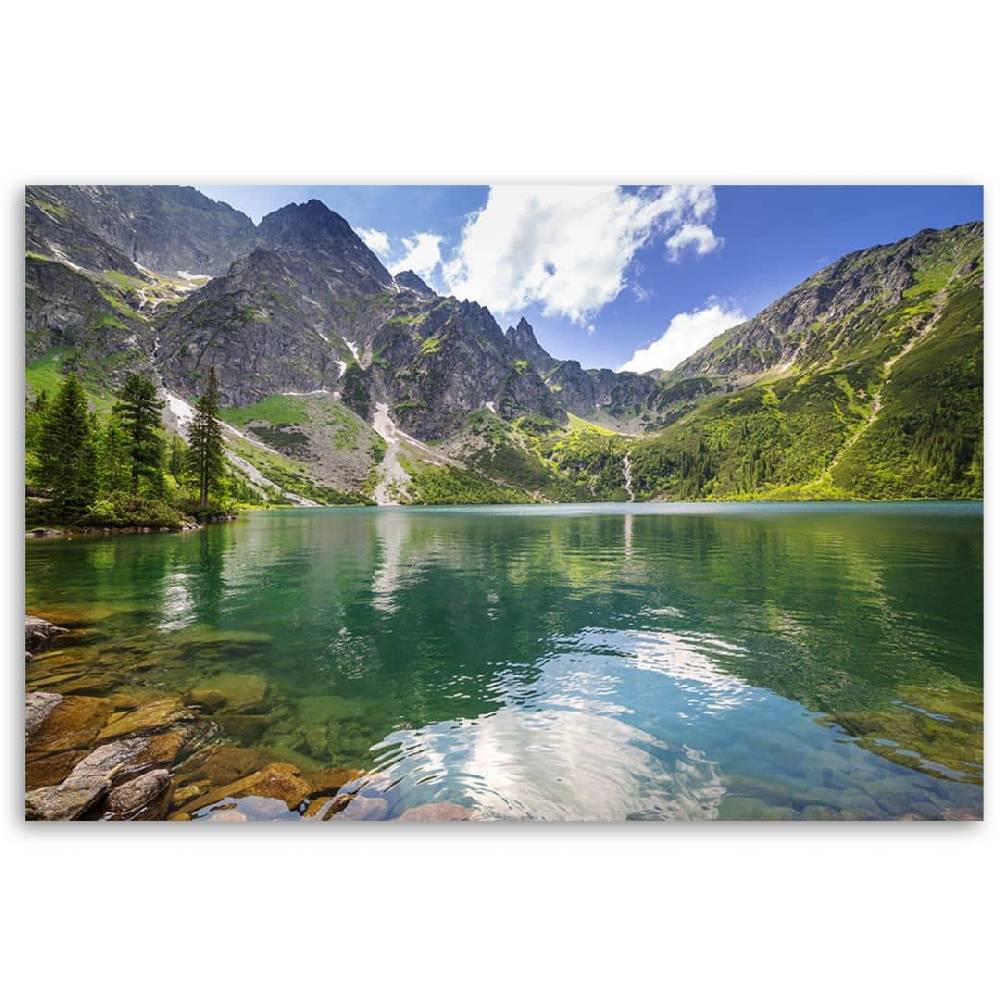 Kaeppel Leinwandbild, Mountain Lake Trees Natura Auslauf