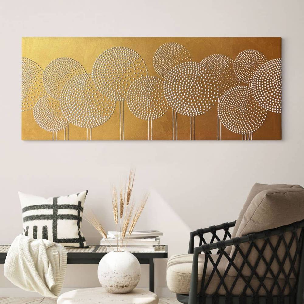 Kaeppel Leinwandbild Blumen aus weißen Perlen - Grande - Panorama im Angebot