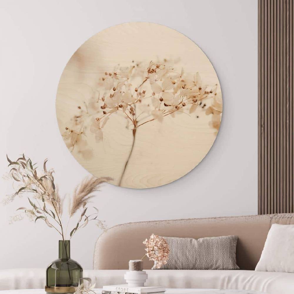 Kaeppel Holzbild 1X Studio - Zweig mit zarten Blüten - Rund Limitierter Zeitrabatt