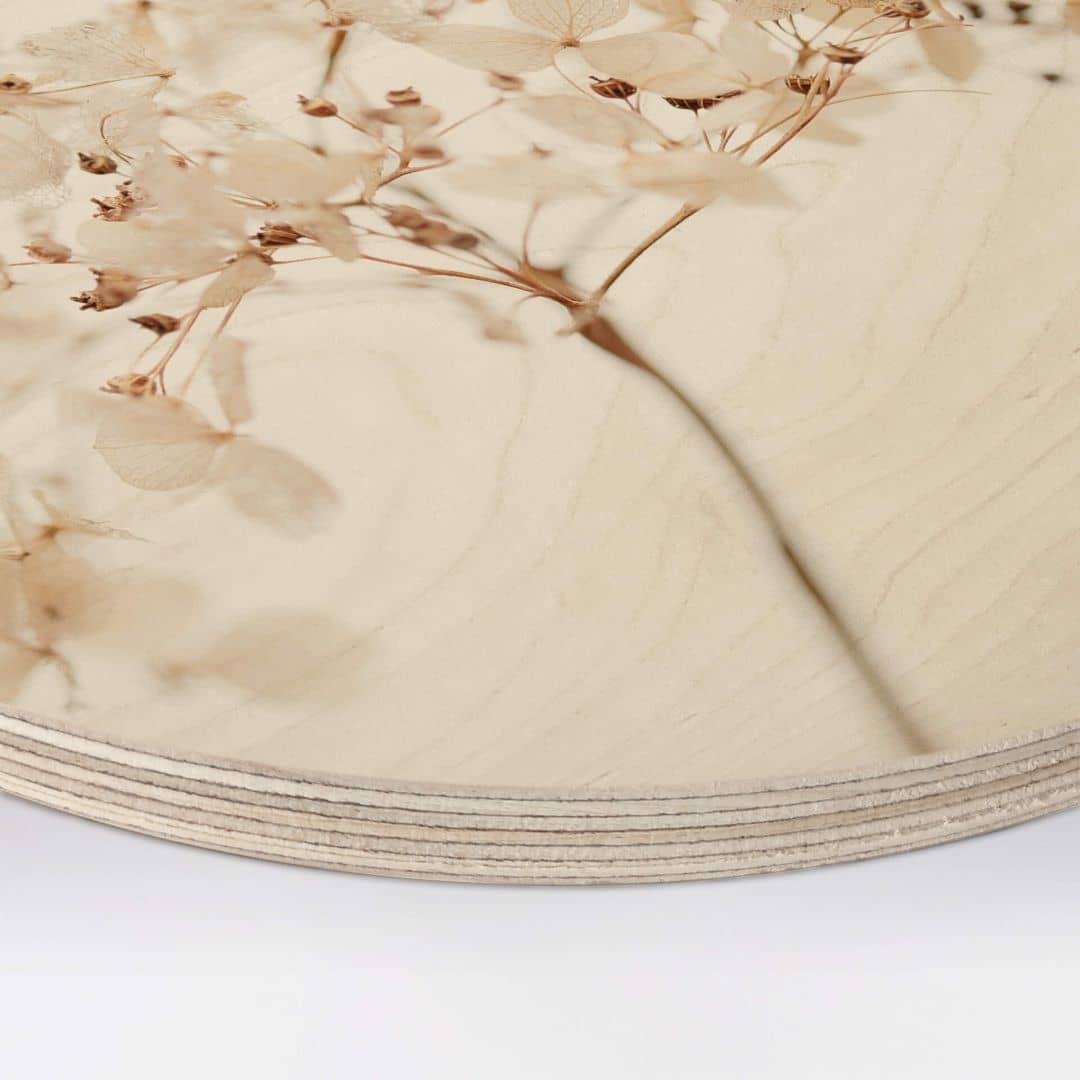Kaeppel Holzbild 1X Studio - Zweig mit zarten Blüten - Rund Limitierter Zeitrabatt