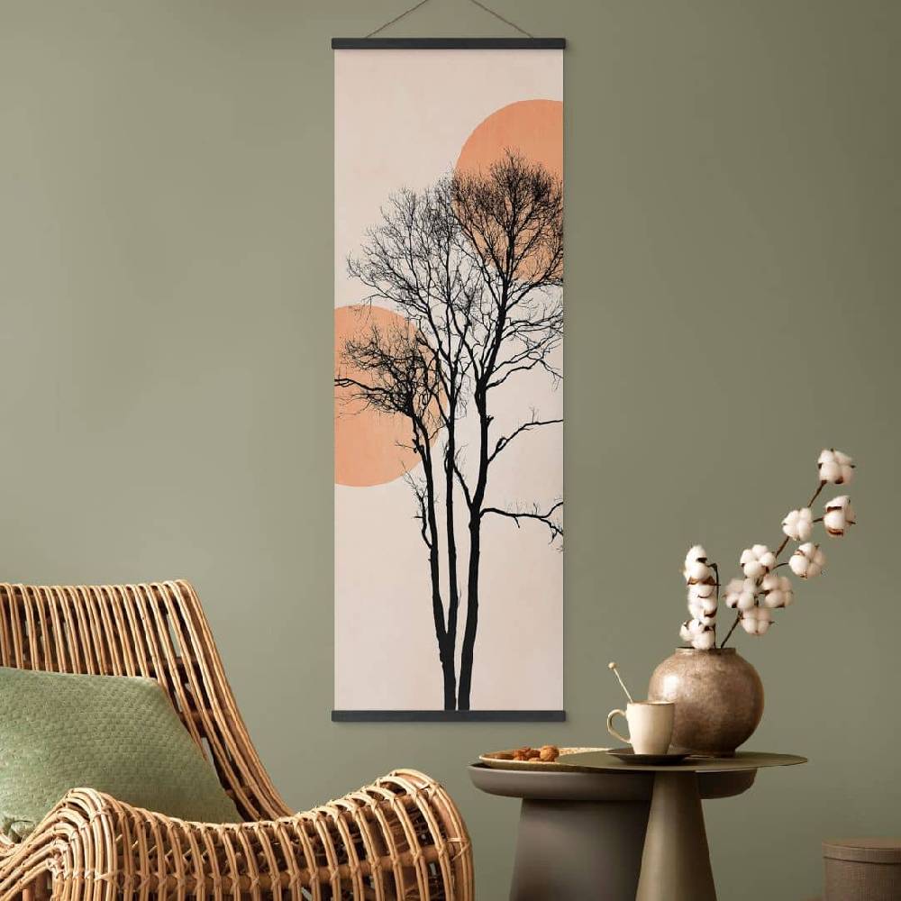 Kaeppel Stoffbild Sonne und Mond in Orange - Kubistika - Panorama Saisonschlussverkauf