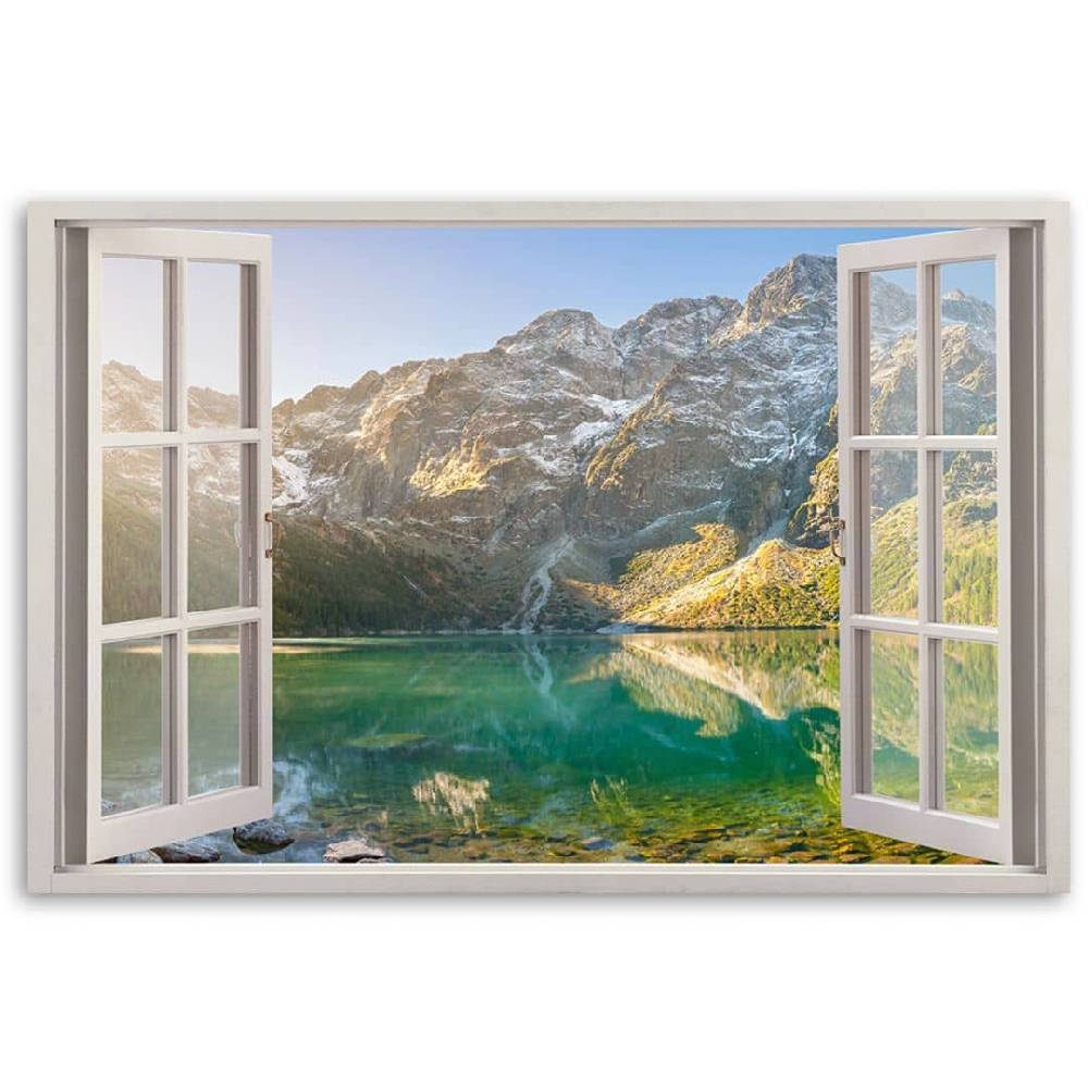 Kaeppel Leinwandbild, Fensterblick Wald im Nebel Berge Letzte 3 Tage