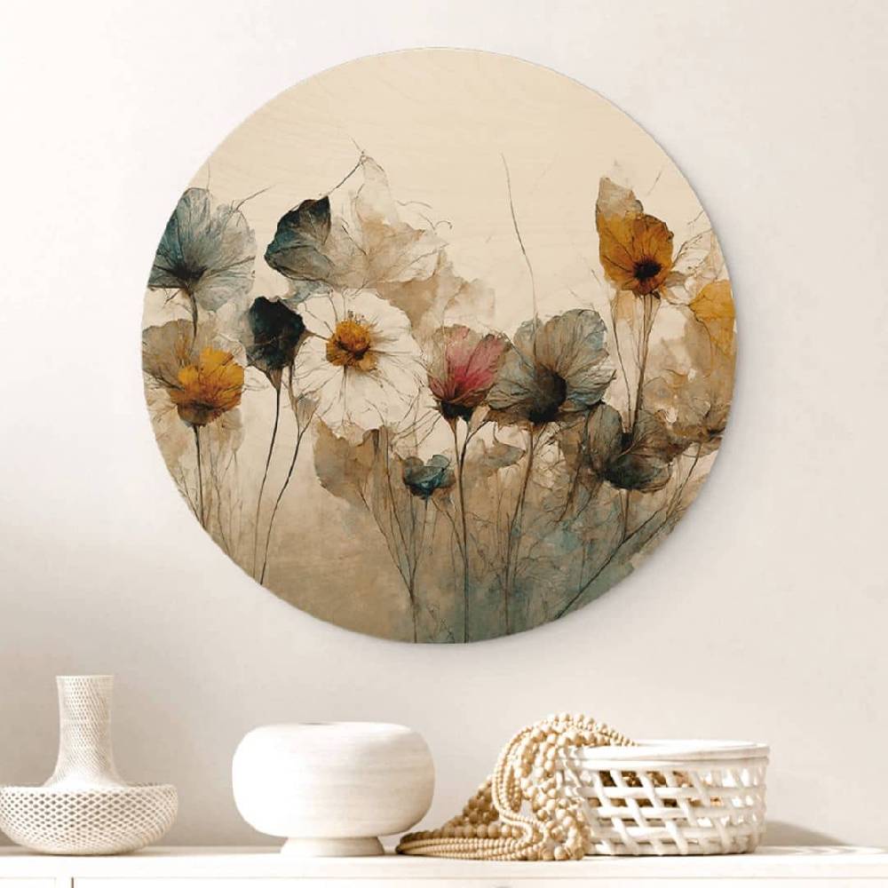 Kaeppel Holzbild Bouquet aus Trockenblumen Rund - Treechild Neueste Stile