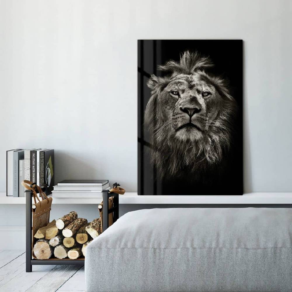 Kaeppel Glasbild Lion 50% Rabatt mit kostenlosem Versand