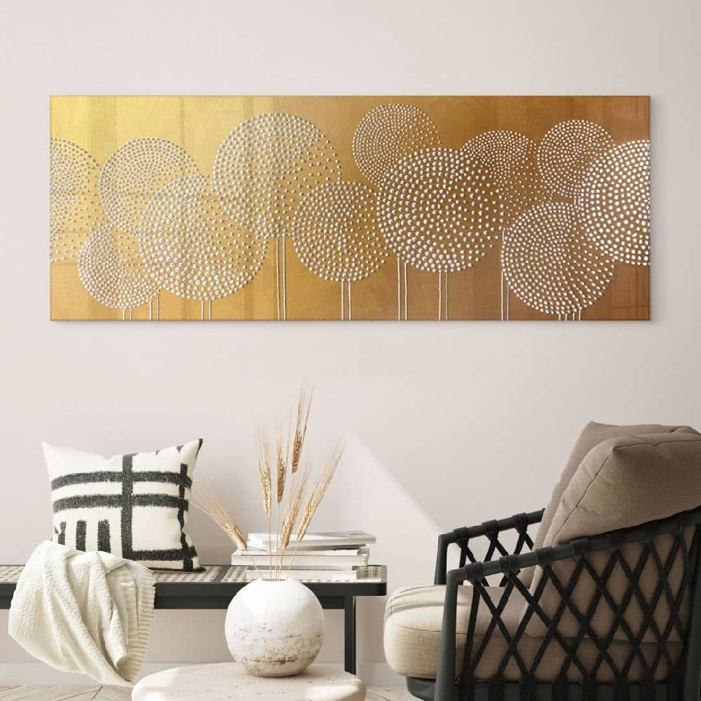 Kaeppel Acrylglasbild Blumen aus weißen Perlen - Grande - Panorama Speichern exportieren