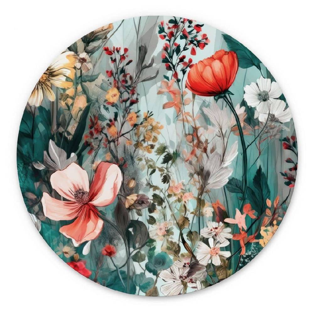 Kaeppel Wandbild Frühlingswiese mit Blumen - Alu-Dibond Rund - Jaszke Outlet