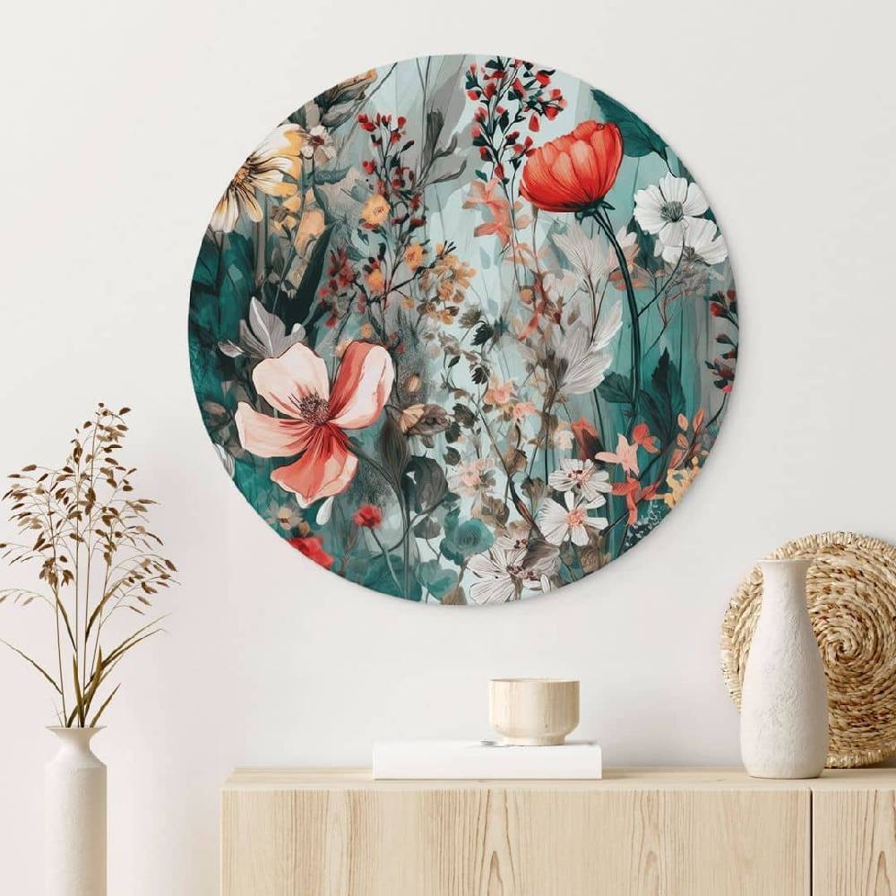 Kaeppel Wandbild Frühlingswiese mit Blumen - Alu-Dibond Rund - Jaszke Outlet