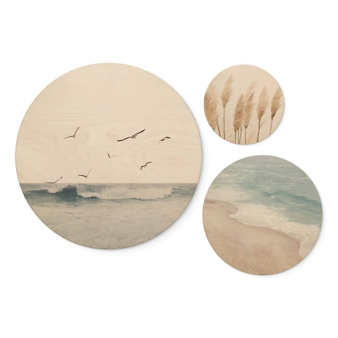 Kaeppel Holzbild Sisi & Seb - Ostsee: Wellen und Meer (3-teilig) - Rund Auslauf