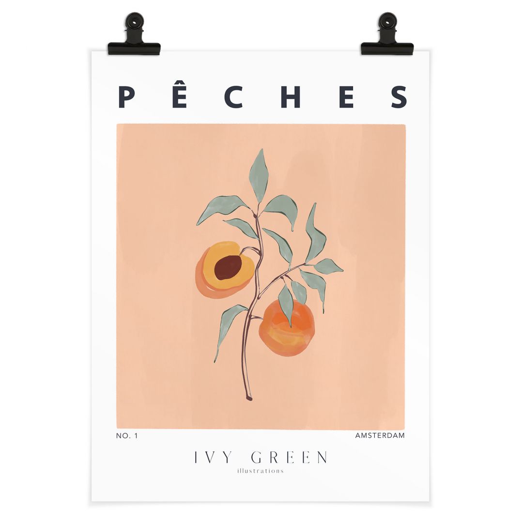 Kaeppel Poster Saftige Pfirsiche - Ivy Green Illustration im Angebot