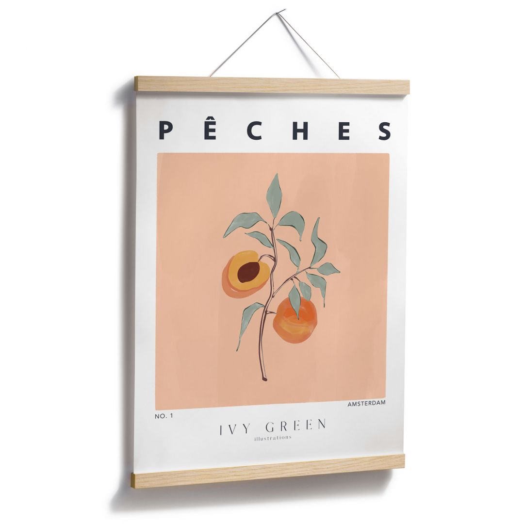 Kaeppel Poster Saftige Pfirsiche - Ivy Green Illustration im Angebot