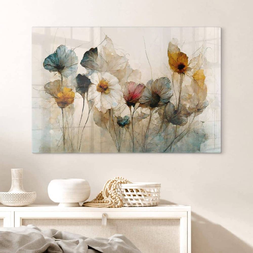 Kaeppel Glasbild Floral - Bouquet aus Trockenblumen - Treechild Vierteljährliche Förderung