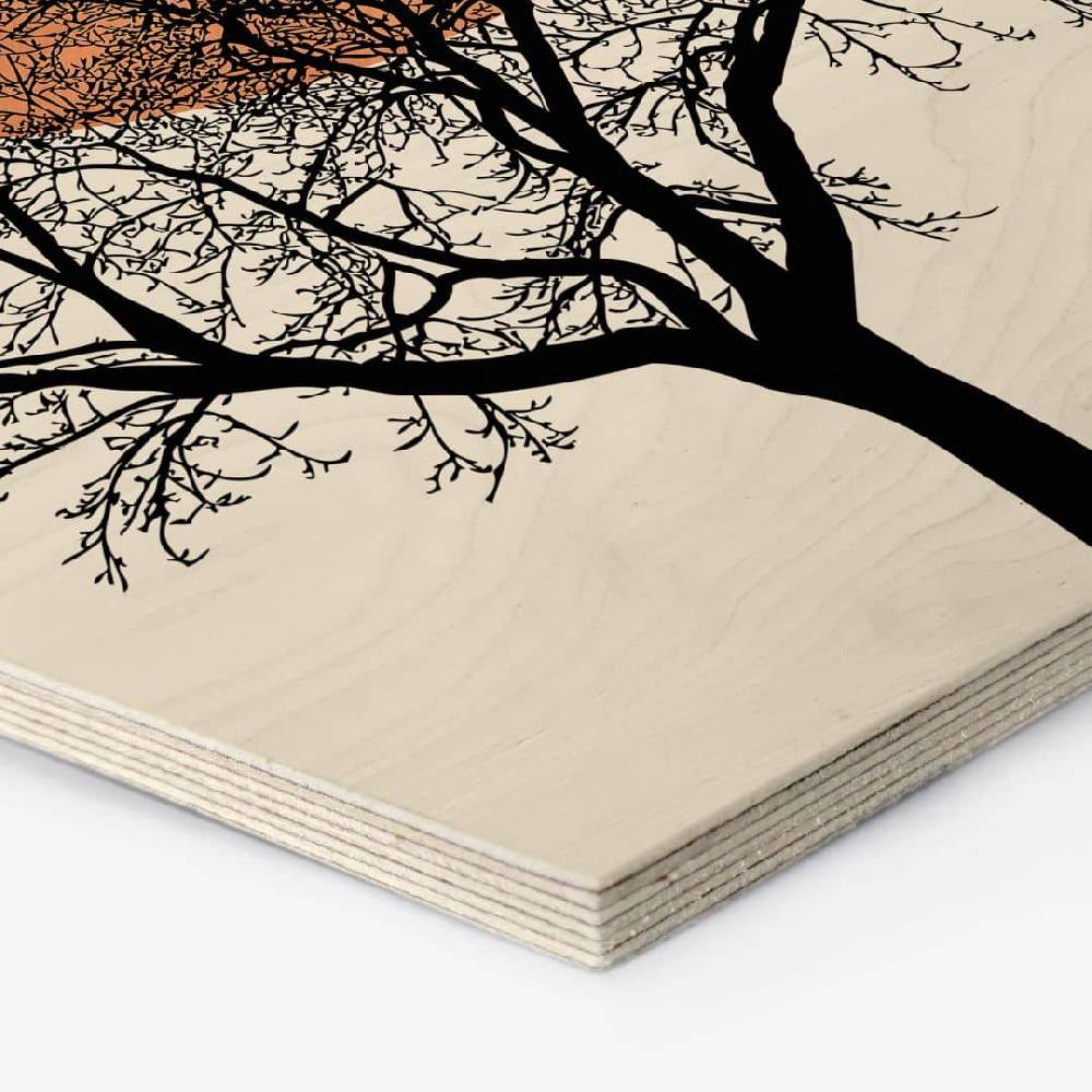 Kaeppel Hexagon Holzbild Wintermorgen in Pfirsichfarben - Kubistika Discount Store für neue Produkte