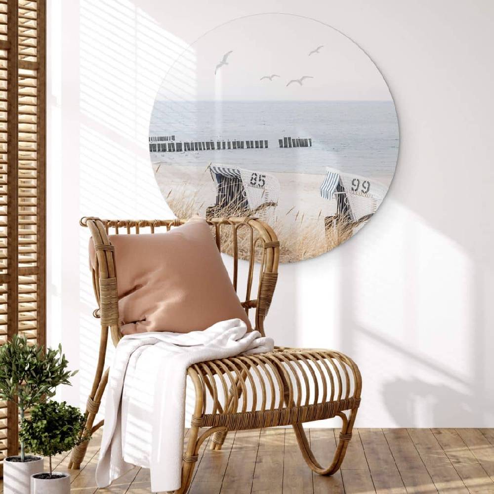 Kaeppel Wandbild Strand mit Meerblick - Alu-Dibond Rund 2025