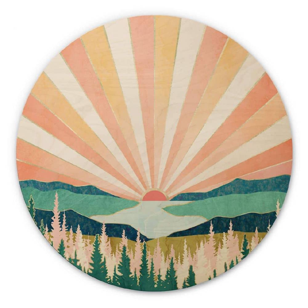 Kaeppel Holzbild SpaceFrog Designs - Retro Sommer - Rund Fabrik Onlineshop