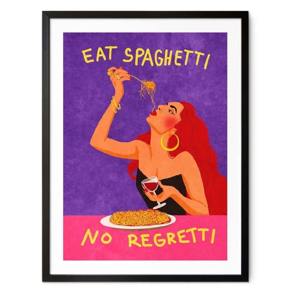 Kaeppel Poster Spaghetti und Wein - Oltmanns Versandkostenfrei