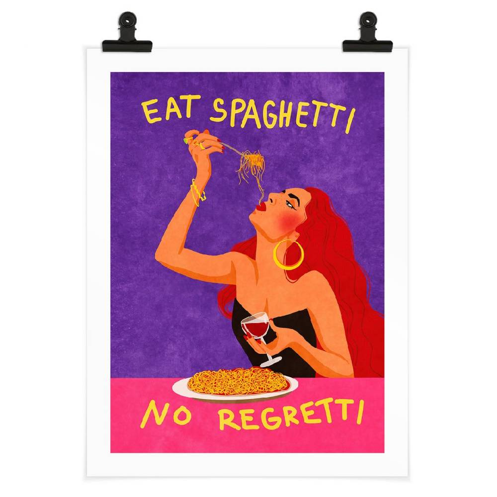 Kaeppel Poster Spaghetti und Wein - Oltmanns Versandkostenfrei