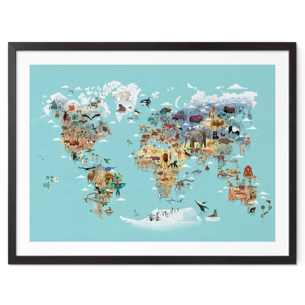 Kaeppel Kinderzimmer Poster World Map - Braun