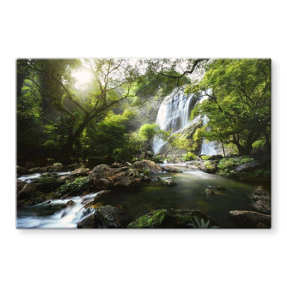 Kaeppel Glasbild Wasserfall im Wald - Naturlandschaft - Foto