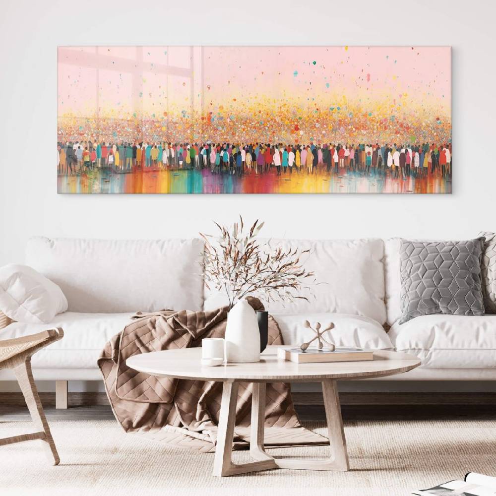 Kaeppel Acrylglasbild Treechild - Lebensfreude bunter Menschen - Panorama Saisonschlussverkauf