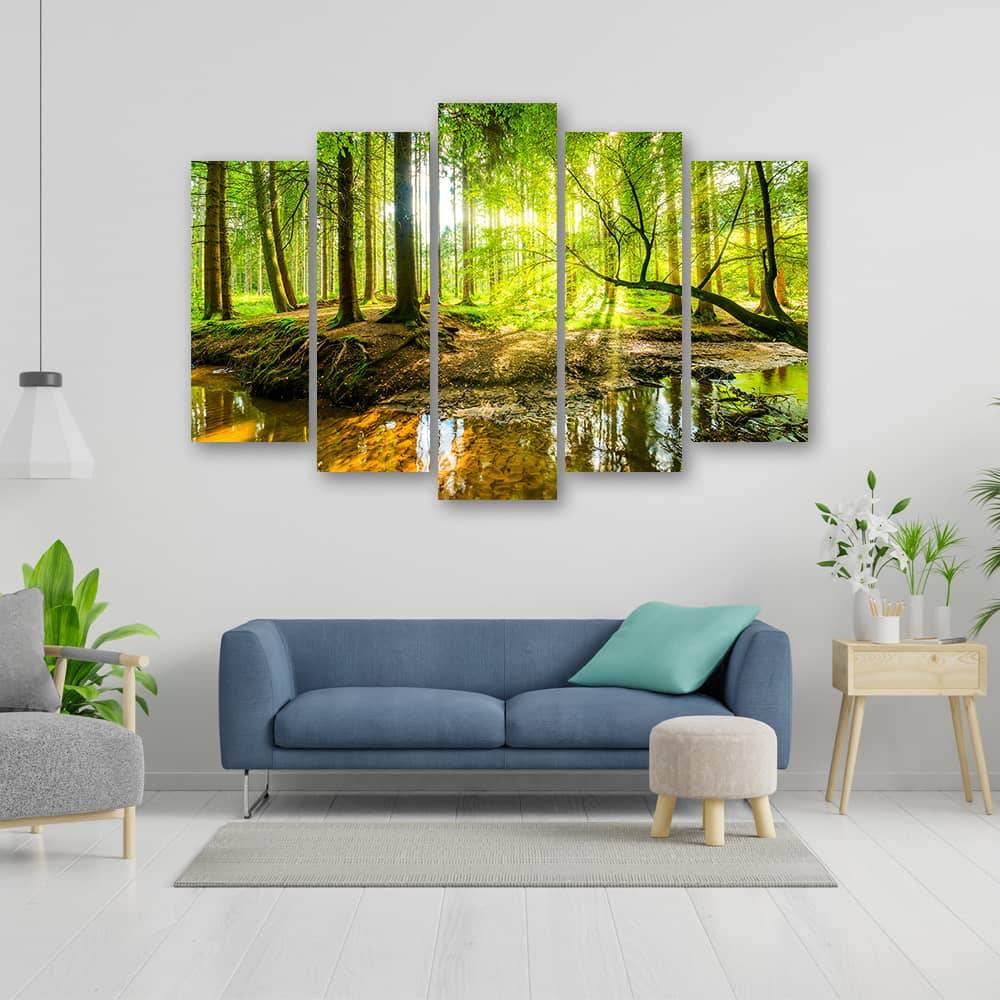 Kaeppel Leinwandbild 5 teilig, Waldsee Natur Cyber Monday