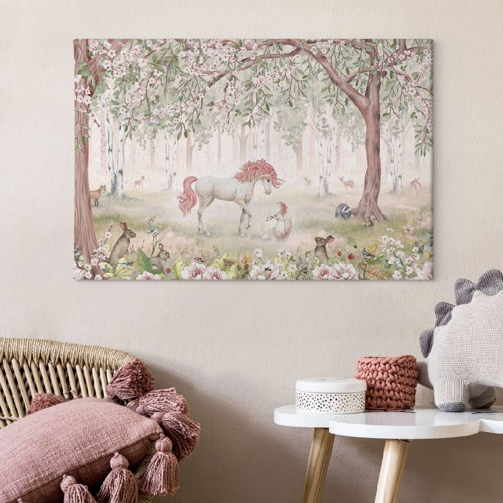 Kaeppel Leinwandbild Märchenhafter Wald mit Einhörnern - Kikki Belle Osterangebot