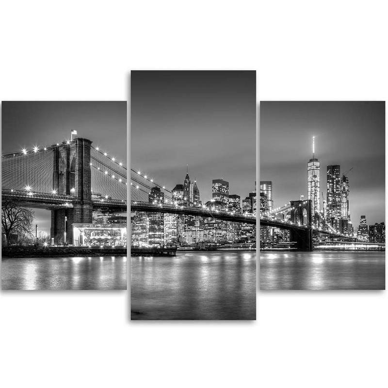 Kaeppel Leinwandbild 3-teilig, New York Stadt Brooklyn Brücke Top Angebot
