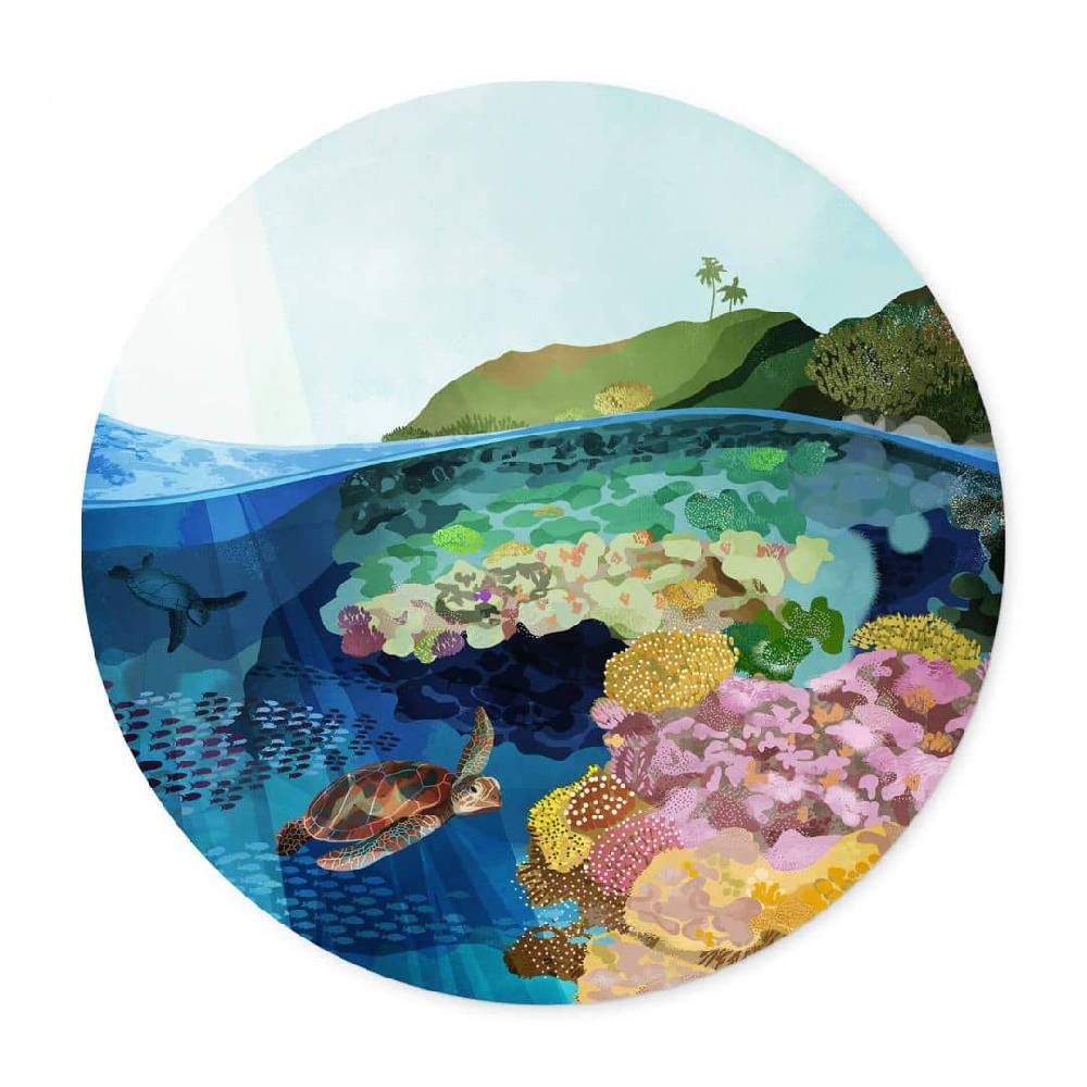 Kaeppel Poster Goed Blauw - Unterwasser - Rund Wochenangebot