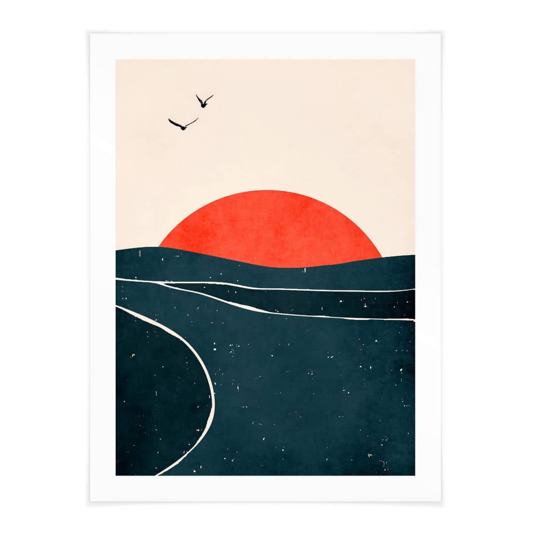 Kaeppel Poster Sonnenuntergang am Meer mit Tauben - Kubistika Letzte 3 Tage