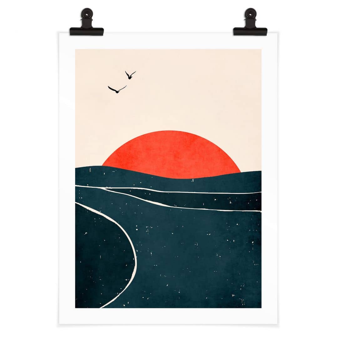 Kaeppel Poster Sonnenuntergang am Meer mit Tauben - Kubistika Letzte 3 Tage
